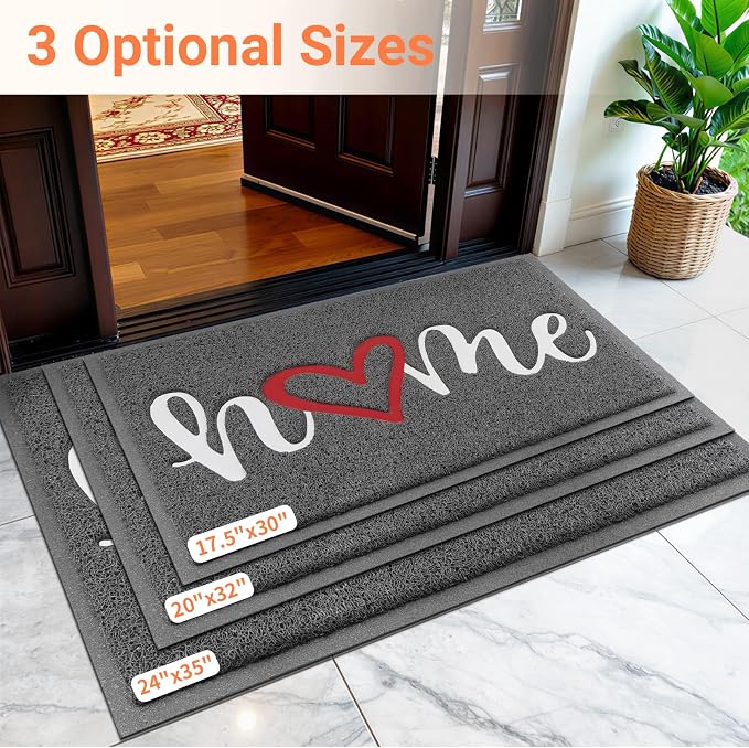 StepLively Door Mat Home Welcome Mats Outdoor and Indoor, Heavy-Duty Low-Profile Non-Slip Front Welcome Mat for Home Entrance, Outside Entry, Yard, Floor, (30''x17.5'', Grey) - Image 2