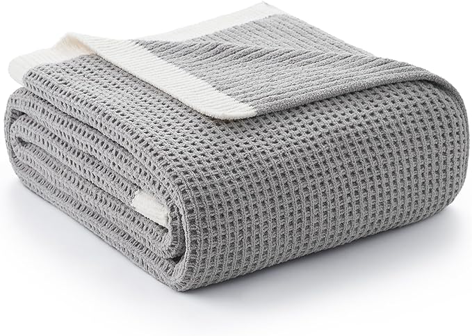 Amélie Home Chenille Throw Blanket, Soft Cozy Waffle Throw for Couch & Sofa, Warm Yet Lightweight, Breathable All-Season Throws for Women Men, Housewarming, Birthdays, 50"x60", Grey