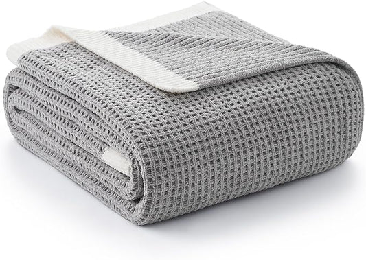 Amélie Home Chenille Throw Blanket, Soft Cozy Waffle Throw for Couch & Sofa, Warm Yet Lightweight, Breathable All-Season Throws for Women Men, Housewarming, Birthdays, 60"x80", Grey