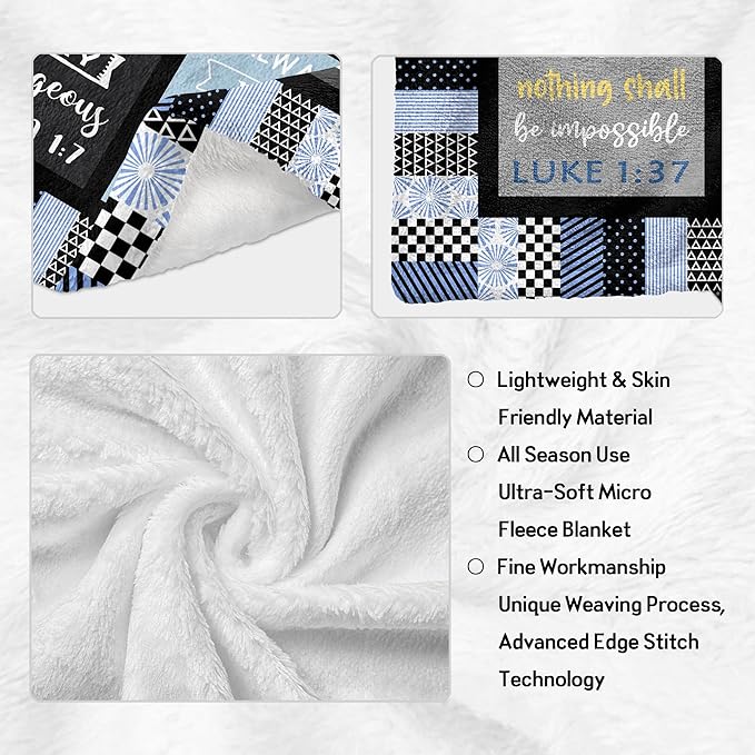 CUJUYO Christian Gifts for Men, Dad, Son, Brother, Him Blanket 60"x50" - Inspirational Religious Graduation/Birthday Gifts - Baptism Confirmation Gifts for Boys - Catholic Spiritual Gifts for Men