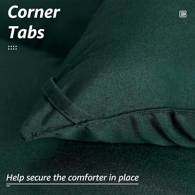 HYLEORY All Season Twin Size Bed Comforter - Cooling Goose Down Alternative Quilted Duvet Insert with Corner Tabs - Winter Warm - Machine Washable - Emerald Green