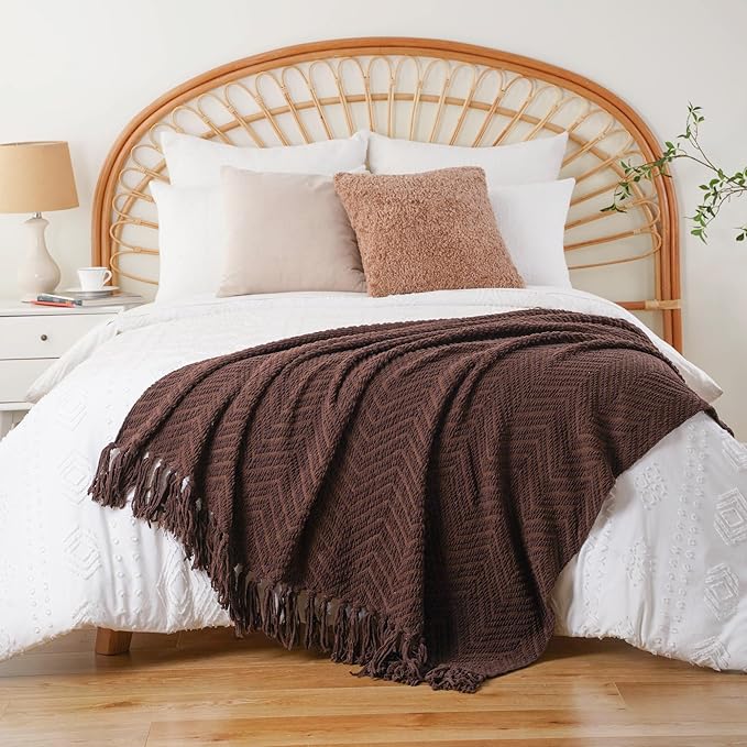 BATTILO HOME Dark Brown Throw Blanket for Couch, Super Soft Cozy Warm Chocolate Throw for Twin Bed, Living Room Chair Bed Sofa Home Decor, 60" x 80"