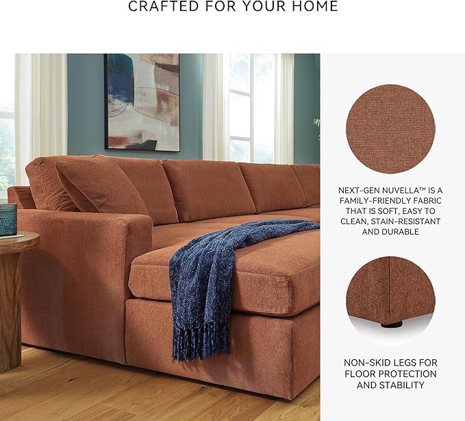 Signature Design by Ashley Modmax Modern Modular Stain Resistant 2-Piece Loveseat with Removable Covers and 2 Accent Pillows, Orange