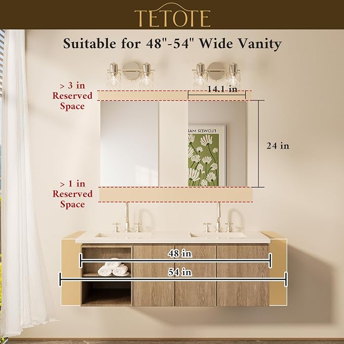 TETOTE Frameless Mirror 2 Packs 16" x 24" Tempered Vanity Mirror for Bathroom, Bedroom, Living Room, Entryway, Hallway, Home Gym, Vertically/Horizontally - Image 2