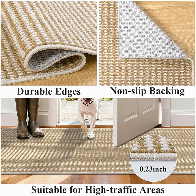 HEBE Indoor Door Mat 32"x48", Non Slip Front Door Mat Indoor Entrance, Low-Profile Entryway Mats Welcome Doormat, Washable Dirt Trapper Mat Floor Carpet for Kitchen Entry Mat - Image 3