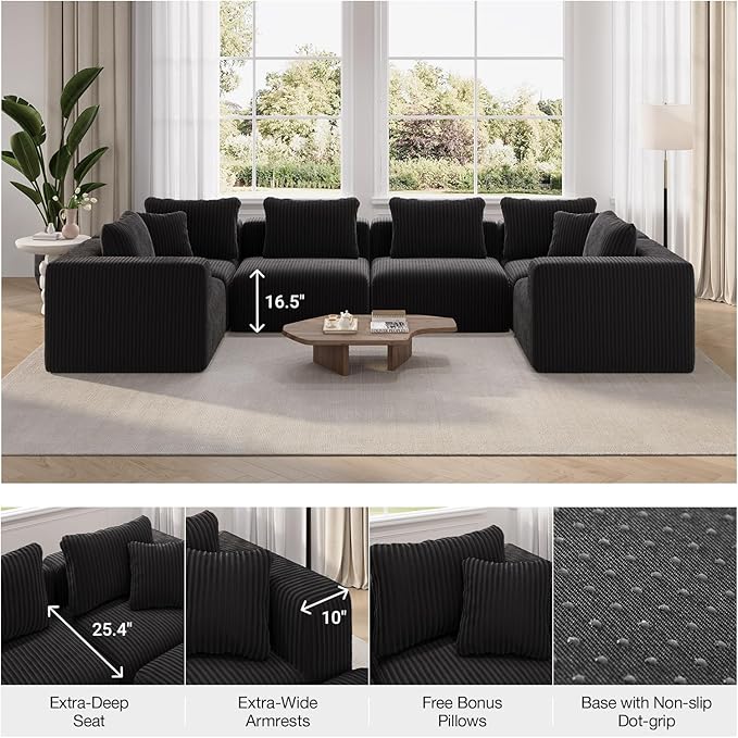 Novilla 106" Modular Sectional Sofa, Modern Cloud Sectional Couch with Smarts Coil® Support, L-Shape Boneless Couch for Living Room Apartments Bedroom, No Assembly Required (3 Seat w/ 1 Ottoman)
