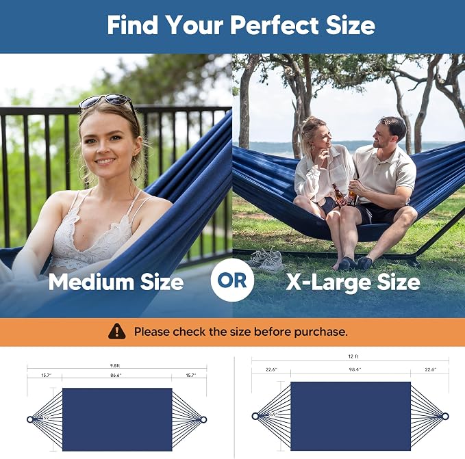 SUNCREAT Hammocks for Outside, Portable Camping Tree Hammock, Hammock Replacement for Stand, Navy - Image 3