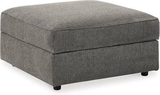 Signature Design by Ashley O'Phannon Casual Upholstered Ottoman with Storage and Removable Top, Gray