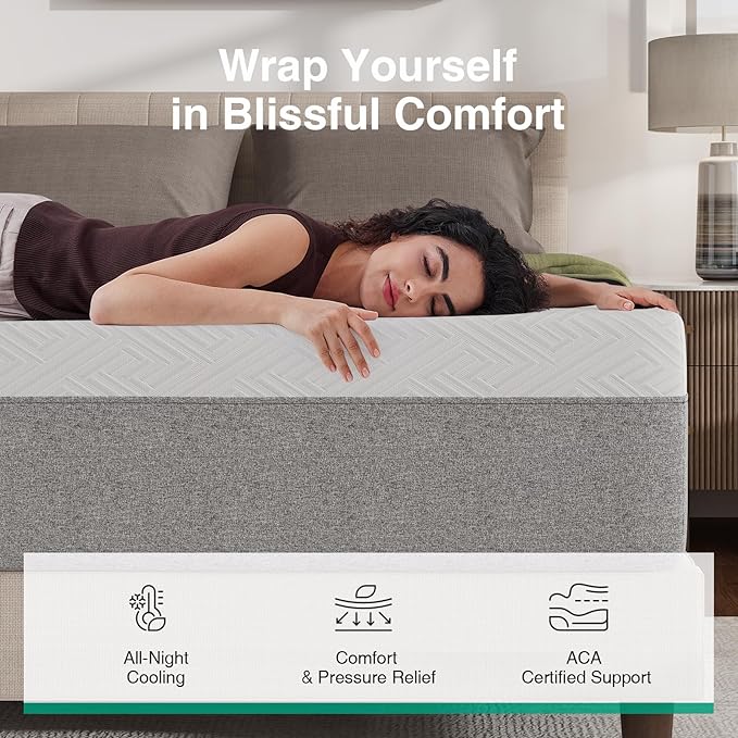 Novilla 14 Inch Mattress Queen, Gel Memory Foam Queen Mattress in a Box with Comfort Foam for Contour Support & Motion Isolation & Edge Support, CertiPUR-US Certified