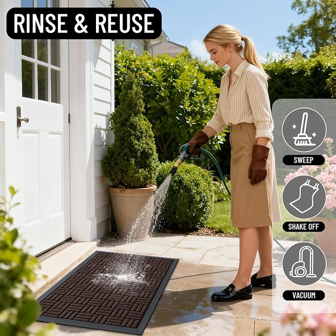 OLANLY Front Door Mat Outside Entrance 47x32, Absorbent, Heavy Duty Sturdy Natural Rubber Doormat Indoor Outdoor, Stain and Fade Resistant, Non-Slip Backing Low Profile Floor Mat for Entryway, Brown - Image 8