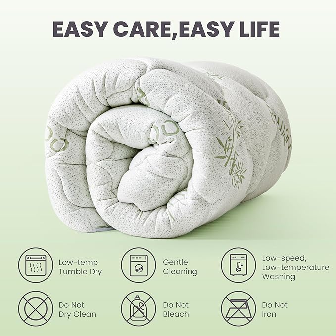BDEUS Full Mattress Topper Viscose Derived from Bamboo Extra Thick Mattress Pad, Ultra Soft Cooling Mattress Protector Cover with 21" Deep Pocket for Back Pain Relief