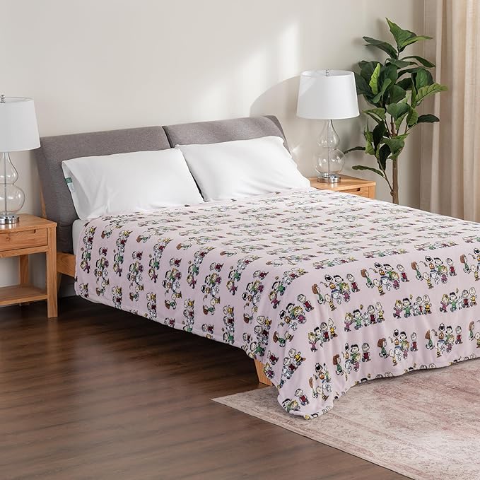 Berkshire Blanket Peanuts® VelvetLoft® Cute Character Snoopy Plush Blanket,Peanuts Laughing Robe Lilac,Twin 60 in x 90 in (Official Peanuts® Product)