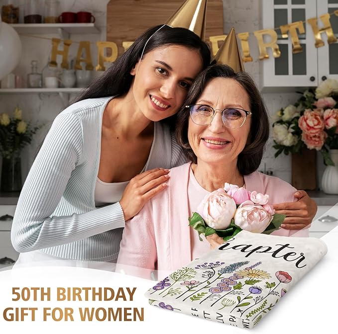 Afterprints 50th Birthday Gifts for Her, Him, Chapter 50 Birthday Blanket, 50 Year Old Bday Gifts for Women Friend, Sister, Mom, 1976, 50th Birthday Decorations, Turning 50 Throw Blankets 50'' x 60''