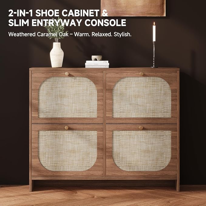 Nicetree Shoe Cabinet Storage for Entryway, Narrow Shoe Organizers with 4 Flip Drawers, Freestanding Large Shoe Rack with 3-Tier Adjustable Shelves for Hallway Entryway Foyer - Image 3