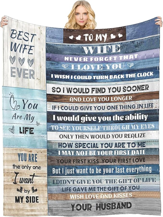 Soft Flannel Throw Blanket for Wife - Bed Blanket Gift (50x60) for Anniversary, Birthday, Mother's Day, Christmas, Valentine's Day