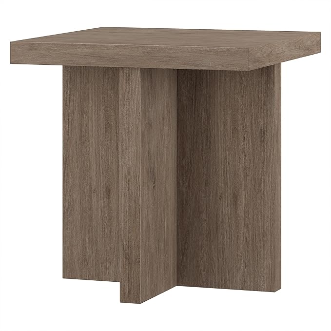 Henn&Hart 22" Scandinavian Square End Table, Side Table, Nightstand with X-Base for Living Room, Office, Family Room, or Bedroom, Antiqued Gray Oak