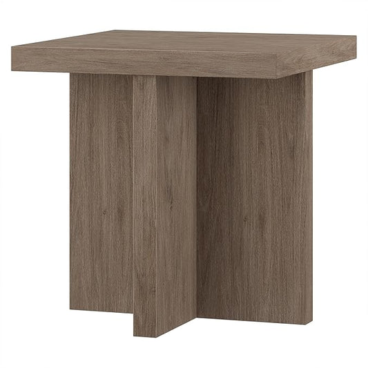 Henn&Hart 22" Scandinavian Square End Table, Side Table, Nightstand with X-Base for Living Room, Office, Family Room, or Bedroom, Antiqued Gray Oak