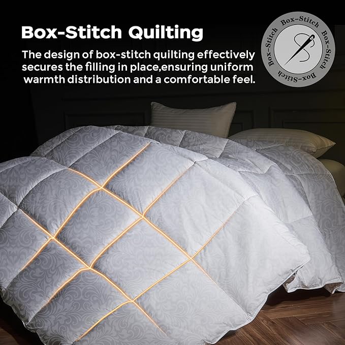 puredown® Goose Feather Comforter,Duvet Insert, Gusseted Ultra-Soft Noiseless Shell Medium Warmth Bedding Comforters (White-All Season, Twin)
