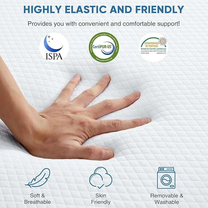 OLIXIS Tri-fold Memory Foam Mattress - 3 Inch Queen Size Portable Floor Bed, Foldable Mat for Adults, Collapsible and Washable Cover with CertiPUR-US Certified, for Travel & Camping & Yoga