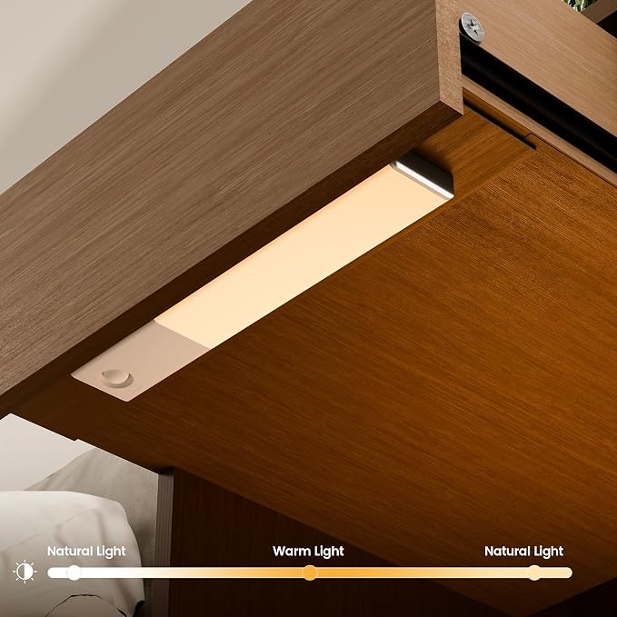 Wooden Night Stand with LED Light Set of 2, Modern Mid-Century Side Table, 2-Drawer Bedside End Table with Solid Wood Legs for Bedroom, Dorm and Small Spaces, Walnut - Image 7