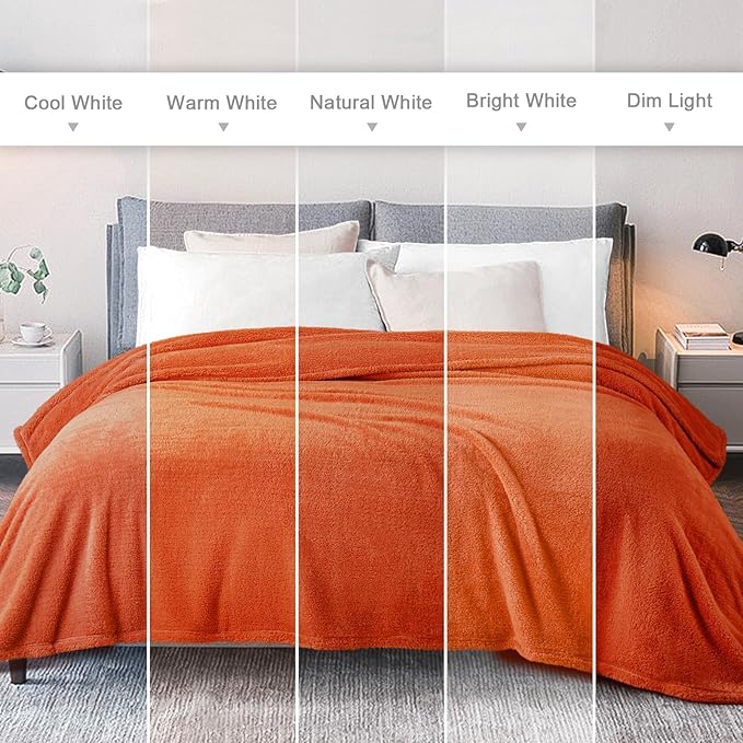Exclusivo Mezcla Soft Fleece Throw Blanket for Couch, Super Soft Velvet Plush Fleece Blankets, Fuzzy Cozy and Warm for Winter, 50x60 Inches, Burnt Orange