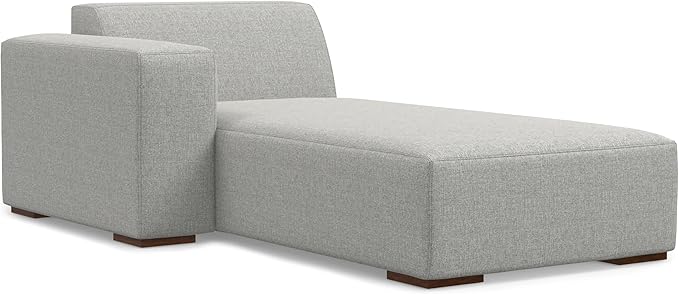 SIMPLIHOME Rex Left Chaise Sofa Module in 100% Recycled Polyester Tightly Woven Performance Fabric, Pale Grey, 44-inches W x 69.5-inches D, Handcrafted Modern-Style Left-Arm Chaise Lounge Chair