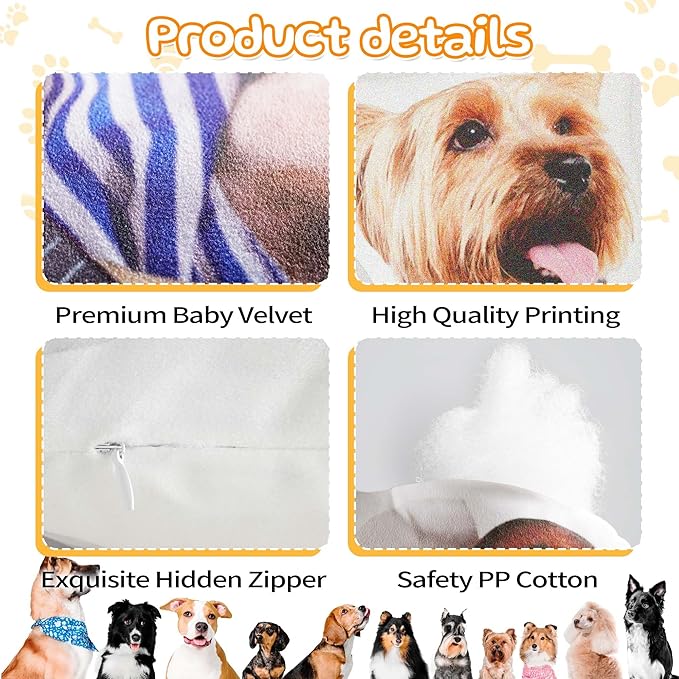 Easycosy Custom Pet Photo Pillow, Personalized Pillow Shaped Like Your Dog Cat Face, Customized Stuffed Animal Picture Pillows, Memorial Gifts for Pet Animal Lovers Her Him(16 Inch)