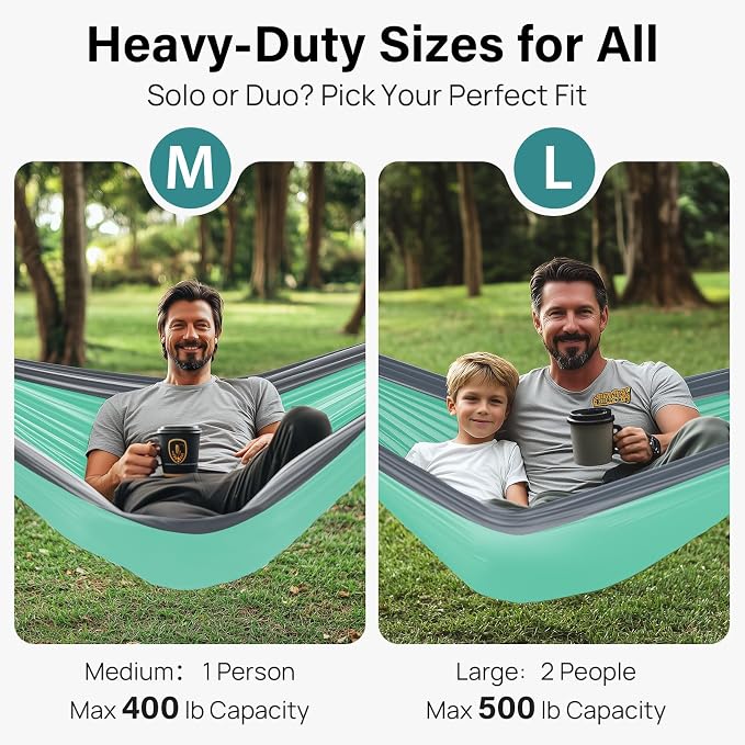 Kootek Camping Hammock, Portable Hammocks with Tree Straps & Attached Carry Bag, Camping Essentials Gear, Perfect for Outside Indoor Hiking Beach Backpack Travel - Image 2