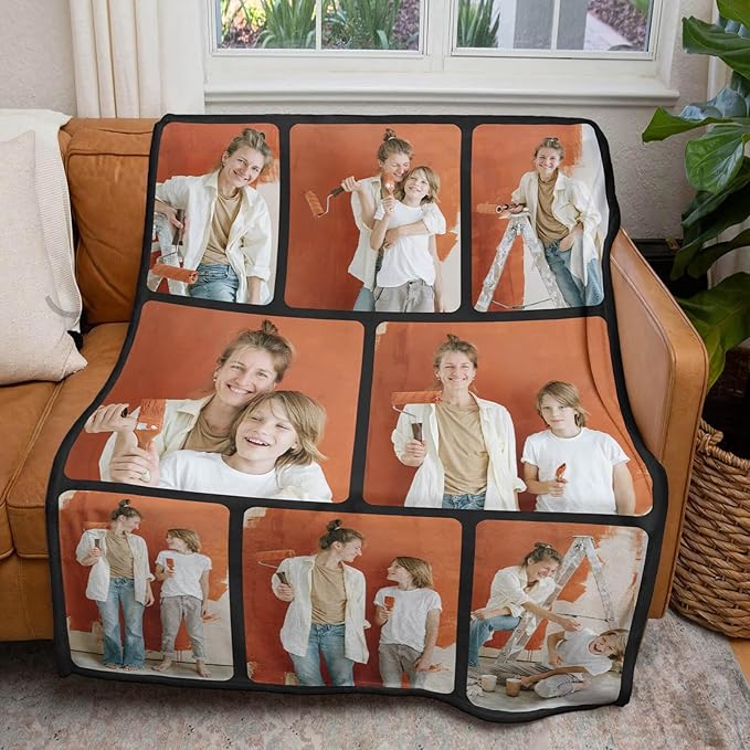 inkArts Custom Blankets with Photos for Family, Personalized Picture Blanket, Customized Blankets with Picture as Gifts for Chrimstas Birthday Mothers Day Fathers Day
