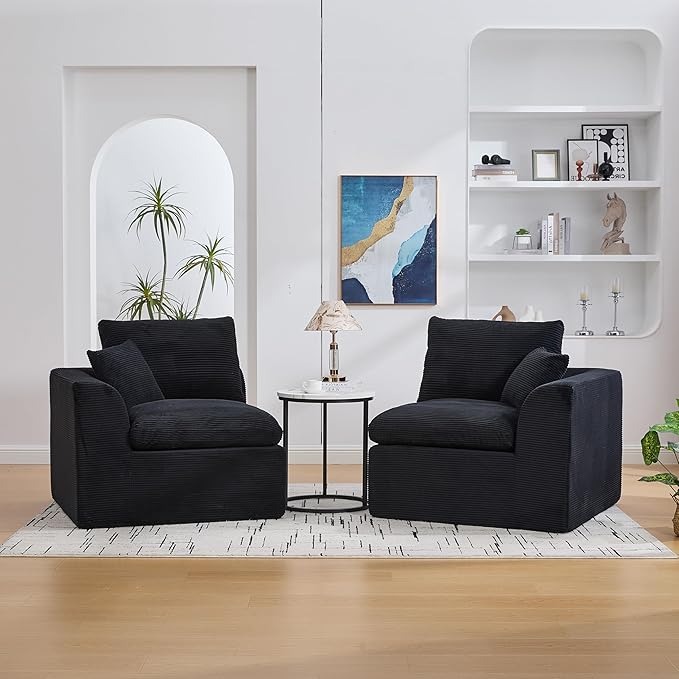 80.3" Cloud Loveseat Boneless Sofas for Living Room, 2 Seaters Modular Foam Cloud Sofa Couches, 2 Seat Compression Foam Couch with Toss Pillows, No Assembly Required