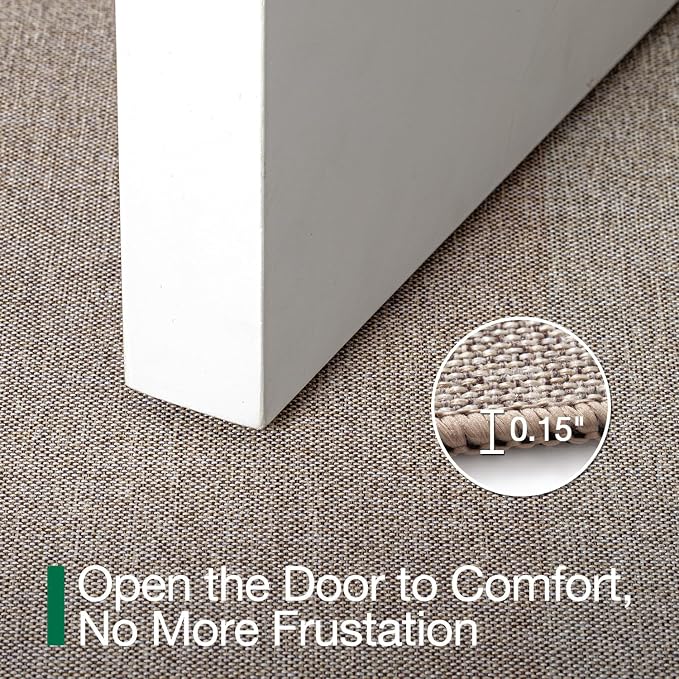 LUMI Ultra Thin Door Mat for Entryway, 20"x32" Low Profile Non Slip Rubber Backing Indoor Doormat, Easy Clean Welcome Entrance Mat for Inside House, Patio, Beige - Image 4