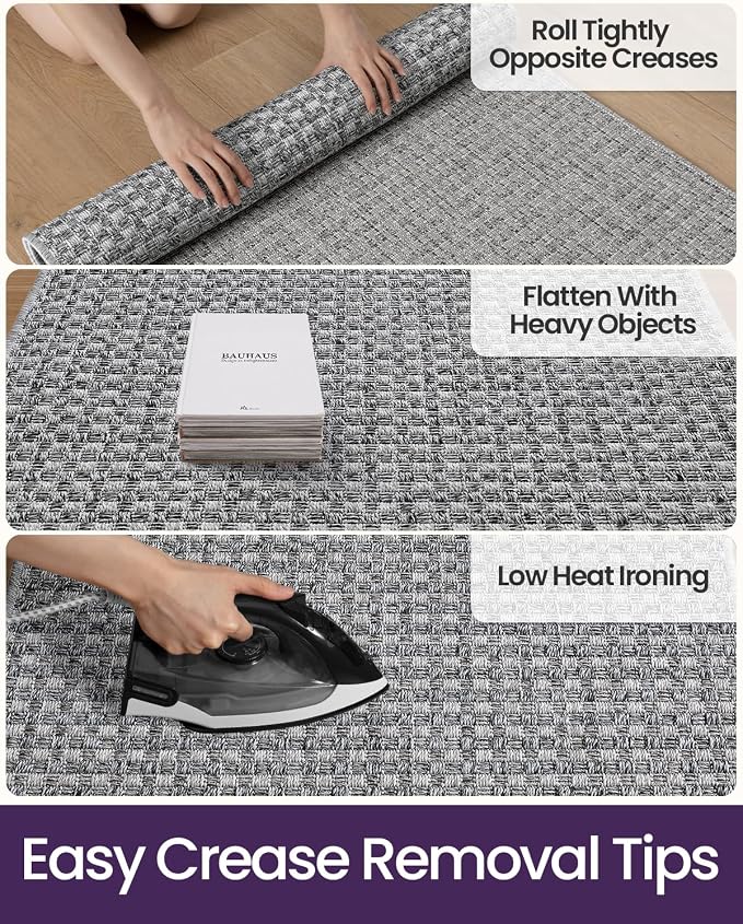 DEXI Dirt Trapper Door Mat, 31x60 Washable Doormat, Dirt Resistant and Absorbent, Easy Clean Low-Profile Floor Rugs for Entryway, Front Door, and Inside Entrance, Checkered Grey - Image 9