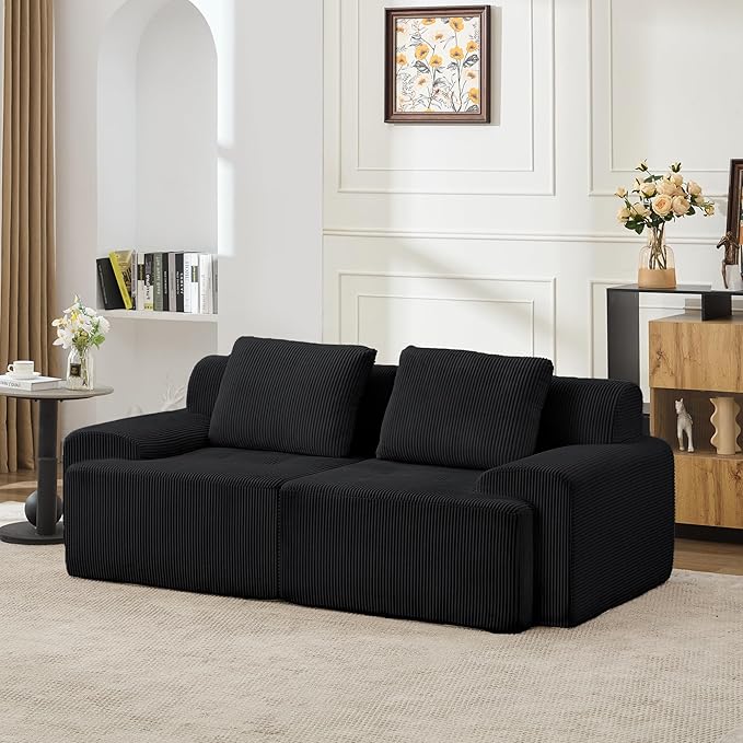 KIGOTY Modular Sectional Sofa, 2 PCS Comfy Cloud Sectional, Corner Couch, Modern Boneless Couch for Living Room, No Assembly Required,Black
