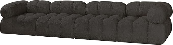 Meridian Furniture 611Brown-S136A Ames Collection Modern | Contemporary Modular Sofa with Rich Brown Boucle Fabric, Modular to Create Infinite Configurations, 136" W x 34" D x 28" H, Brown