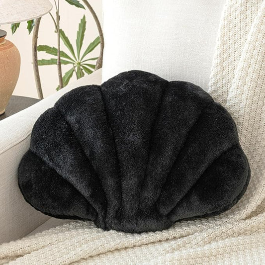 Shell Pillow, Seashell Throw Pillow with Soft Rabbit Plush for Couch Bed, Shell Shaped Decorative Ocean Pillow Stylish Beach Cushion Room Aesthetic Home Decor