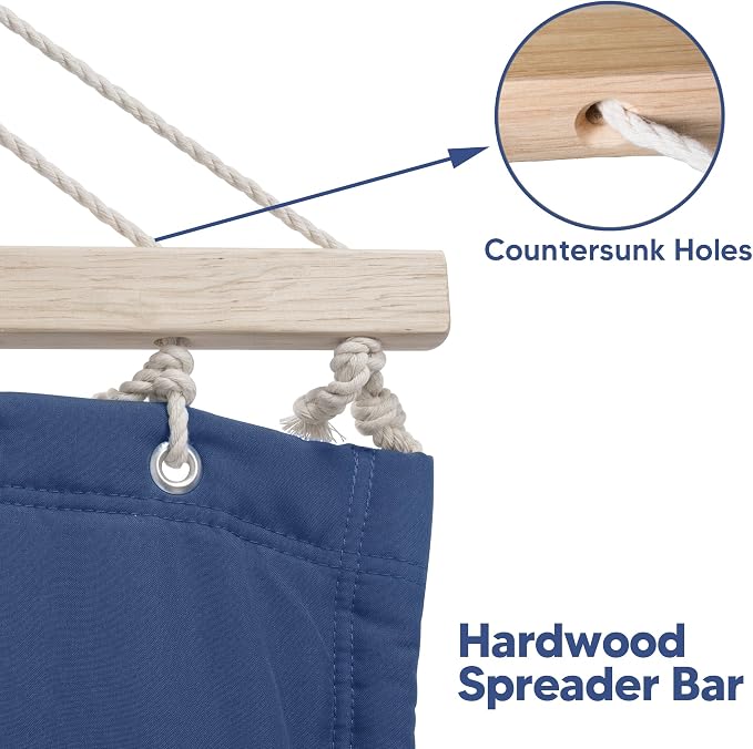 SUNCREAT Hammocks for Outside with Stand, Sunshade, Porch Hammock and Stand, 475 lbs Capacity, Patent Pending, Navy - Image 7