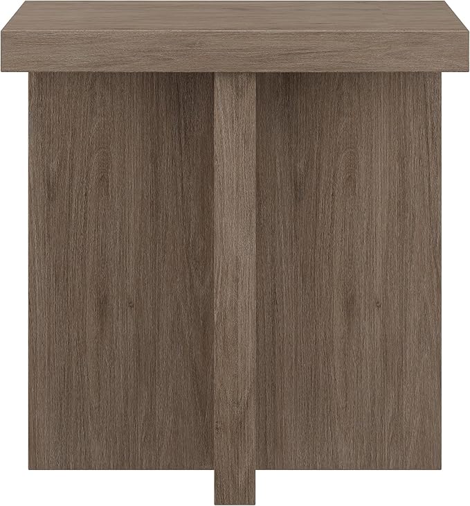 Henn&Hart 22" Scandinavian Square End Table, Side Table, Nightstand with X-Base for Living Room, Office, Family Room, or Bedroom, Antiqued Gray Oak