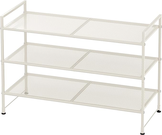 Simple Houseware 3-Tier Stackable Mesh Shoe Rack, White by SimpleHouseware