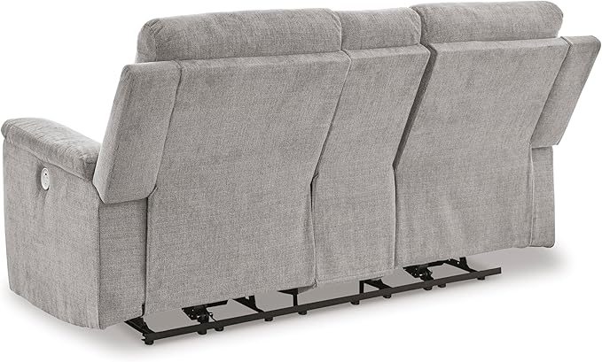Signature Design by Ashley Barnsana Minimalist Power Reclining Loveseat with Console and USB Charging Ports, Light Gray