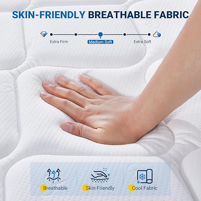 Avenco Queen Mattress in a Box, 12 Inch Hybrid Size Mattresses with Comfort Foam and Pocket Coils, Colchones Queen for Pressure Relief & Motion Isolation
