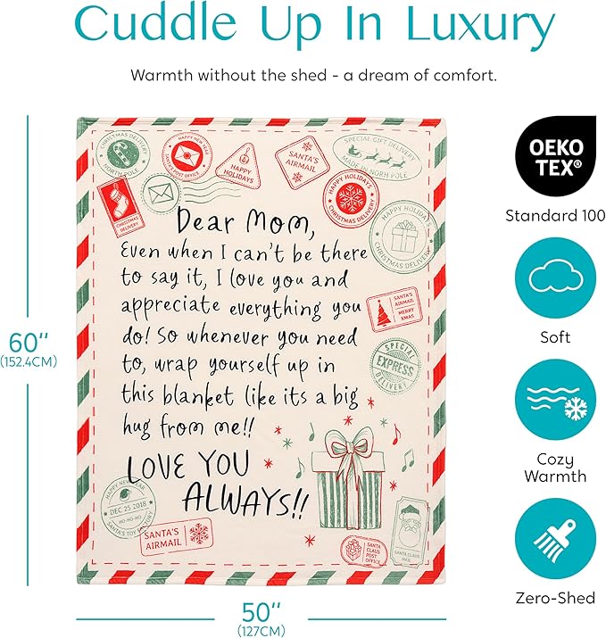 Joiedomi Mothers Day Blanket Gifts for Mom Birthday Gifts Soft Flannel Blanket for Mom Grandma from Daughter Son 50" x 60" Green