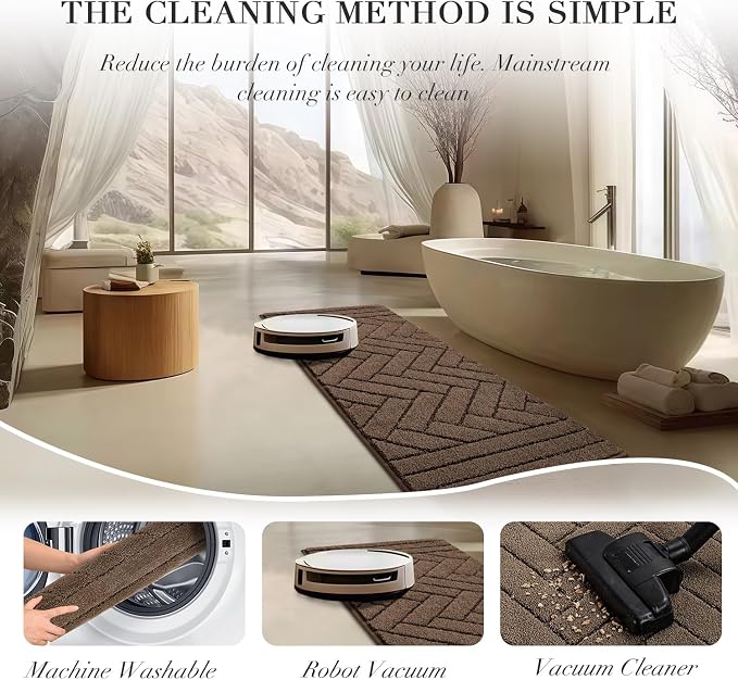 hicorfe Indoor Doormat,Front Back Door Mat Rubber Backing Non Slip Door Mats 20"x48" Absorbent Resist Dirt Entrance Doormat Inside Floor Mats for Entryway Washable Low-Profile(Camel) - Image 6