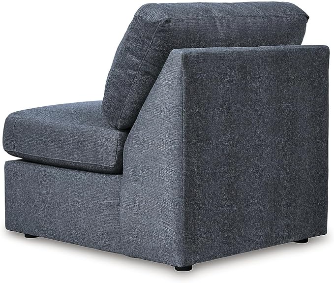 Signature Design by Ashley Modmax Stain Resistant Urban Modular L-Shaped 4-Piece Sectional with Reversible Cushions, Removable Covers and 3 Accent Pillows, Blue