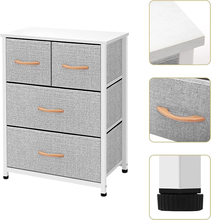 AZL1 Life Concept Dresser Storage Furniture Organizer-Large Standing Chest for Bedroom, Office, Entryway, Living Room and Closet-4 Removable Fabric Drawers, Light Grey - Image 5