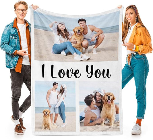 inkArts Personalized Photo Blankets, Customized Blankets with Pictures, Fleece Throw Blanket, 30x40 inches, Lightweight, Durable, Machine Wash, Unisex, Christmas Theme
