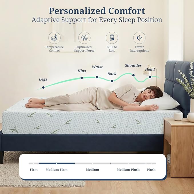 IULULU 8 Inch Queen Mattress, Gel Infused Memory Foam Mattress - Medium Firm, Pressure Relief, CertiPUR-US Certified Mattress in Box