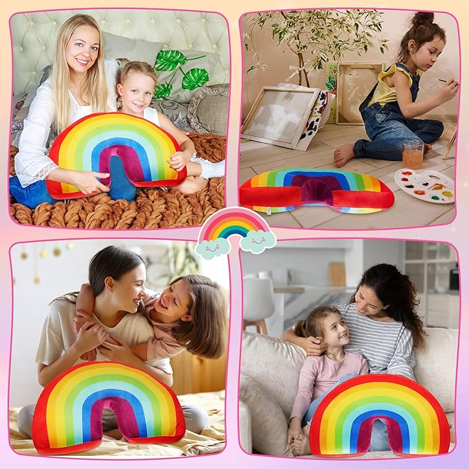 Chunful Rainbow Pillow for Girls Kids 13.8 x 8.7 x 4 Inch Plush Cute Rainbow Throw Pillow Arch Shaped Cushion Stuffed Decoration for Bed Chair Room Home Decor Easter Day(Colorful,2 Pcs)
