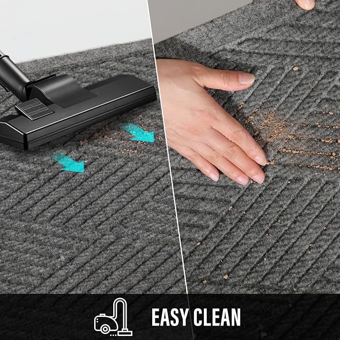 HIYARD Sturdy Front Door Mat, Absorbent Muddy Dirt Resist Welcome Door Mats Outdoor Indoor, Stain and Fade Resistant, Non-Slip Rubber Backing Low Profile Doormat for Entryway, 47×32, Grey - Image 7