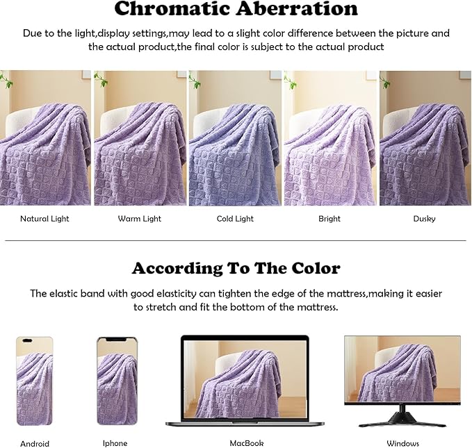 NEWCOSPLAY Super Soft King Blanket Lavender Premium Silky Flannel Fleece 3D Heart Checkered Lightweight Bed Blanket All Season Use (Lavender Heart, King(90"x110"))