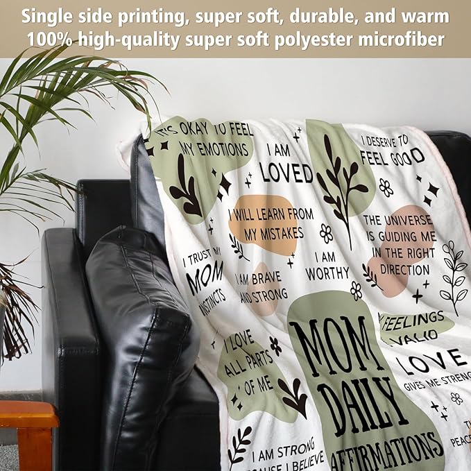 BaubleDazz First Mothers Day New Mom Gifts Blanket, Mama Daily Affirmations, Postpartum Pregnancy Gift for First Time Moms, Mommy to Be, Mama, New Mom Essentials, Birthday Gifts for Moms(80" x 60")